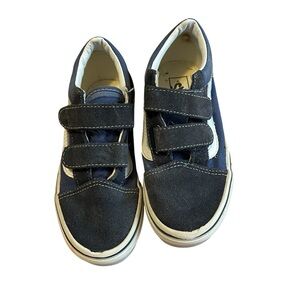 Kids 13.5 Vans Navy and Black Velcro Sneakers